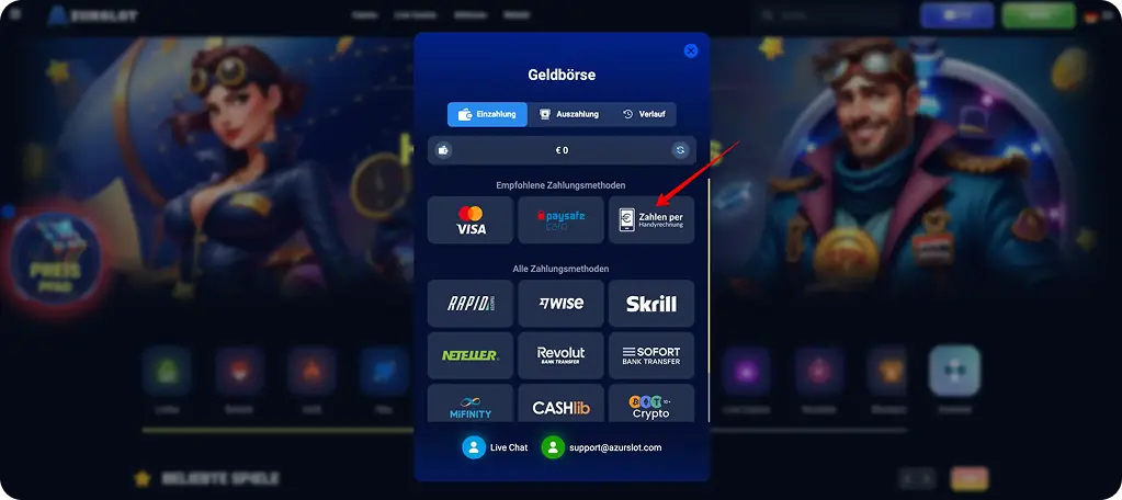AzurSlot Casino Handy