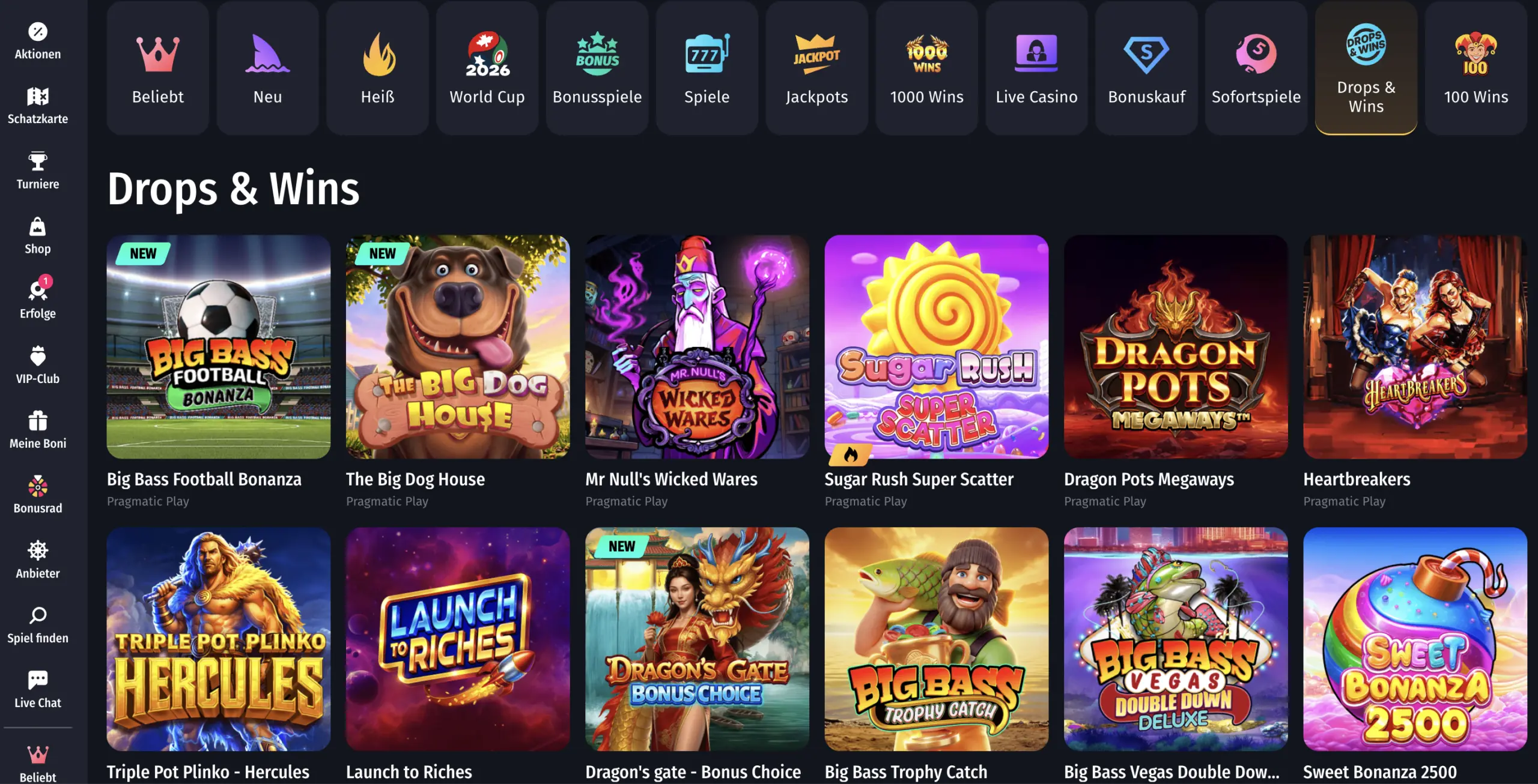 Drops & Wins Liste von WinShark Casino