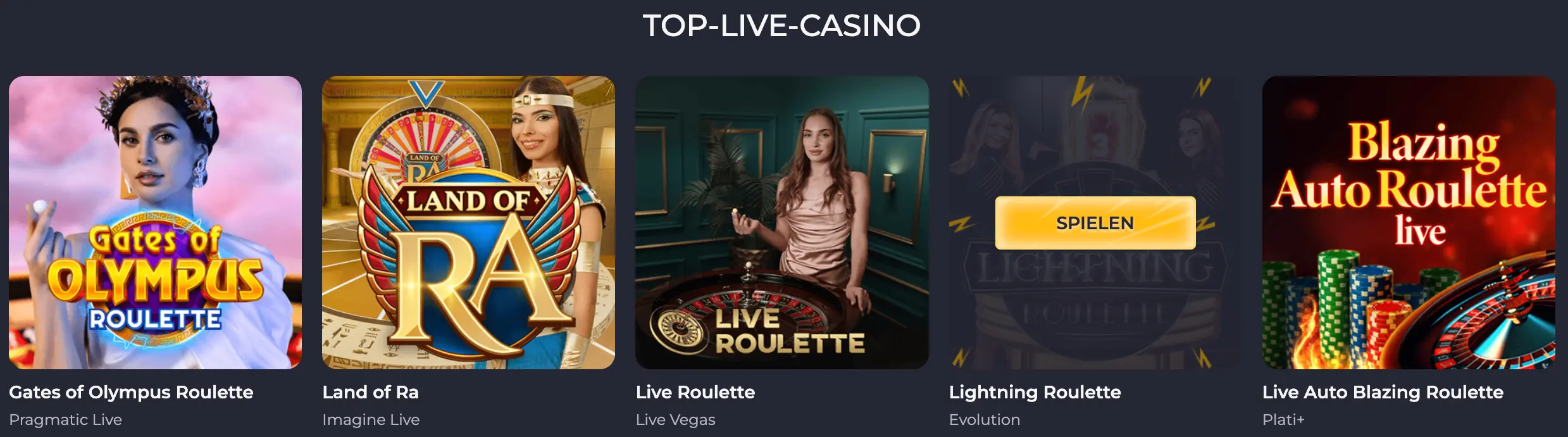 Top-Live-Casino bei Rolling Slots